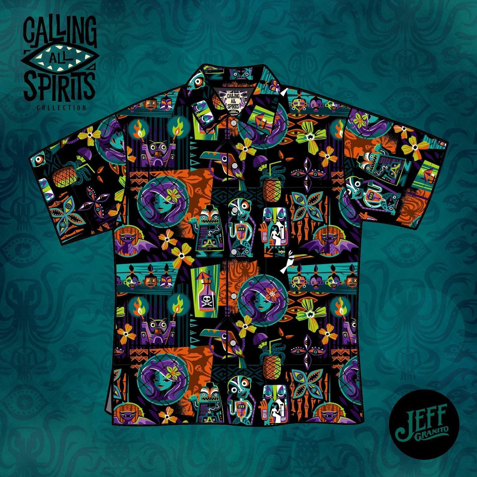 Felacia [Hawaii Shirt] Calling All Spirits Gothic Cartoon Horror Hawaiian Aloha Shirts-ZX2914